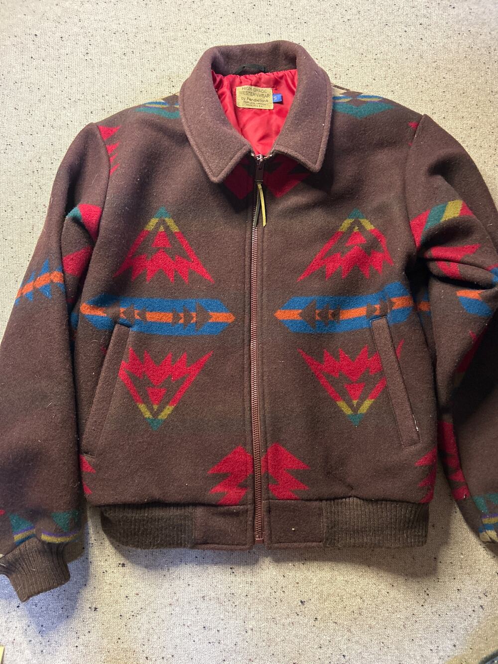 VTG Pendleton High Grade Westernwear Wool Jacket Coat Men's Small Aztec